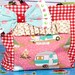 Retro Diner Tote Glamping Ruffles Bow Pockets Daisies Picnic Red Gingham Handbag