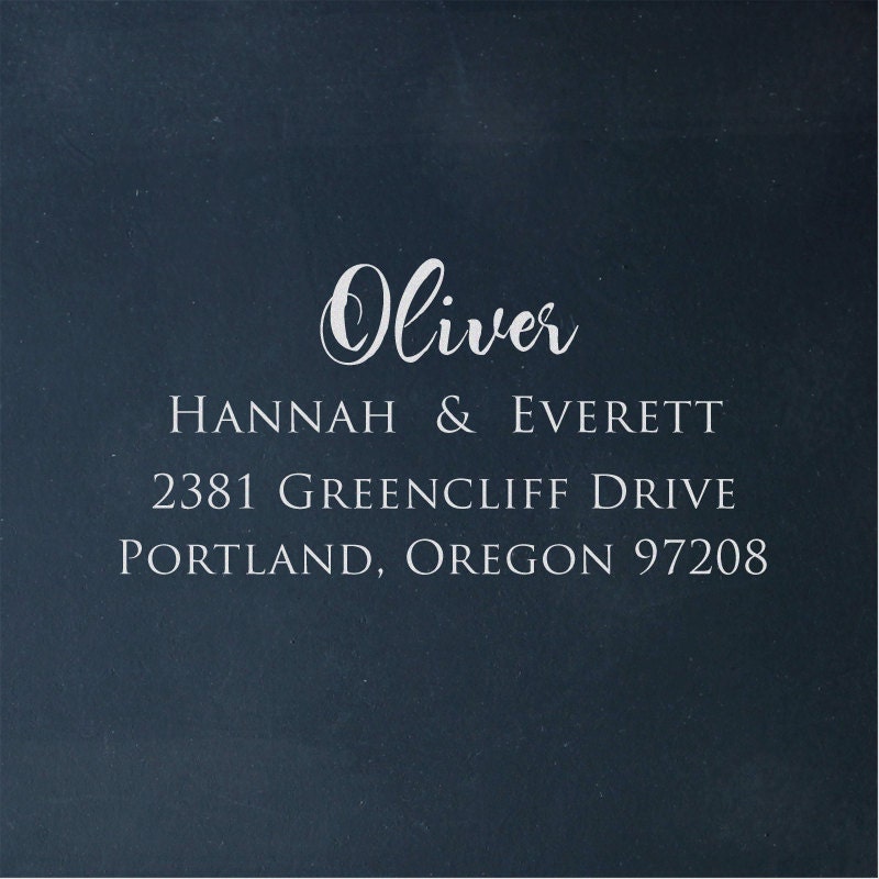 Custom Address Stamp - Eco Mount Rubber Stamp - Oliver