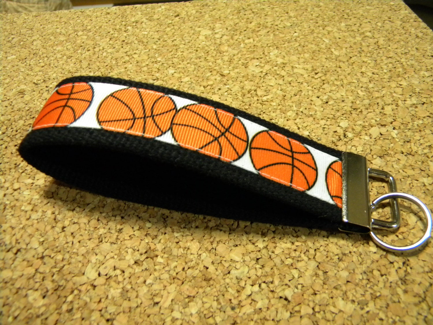Basketball Ribbon Key Fob