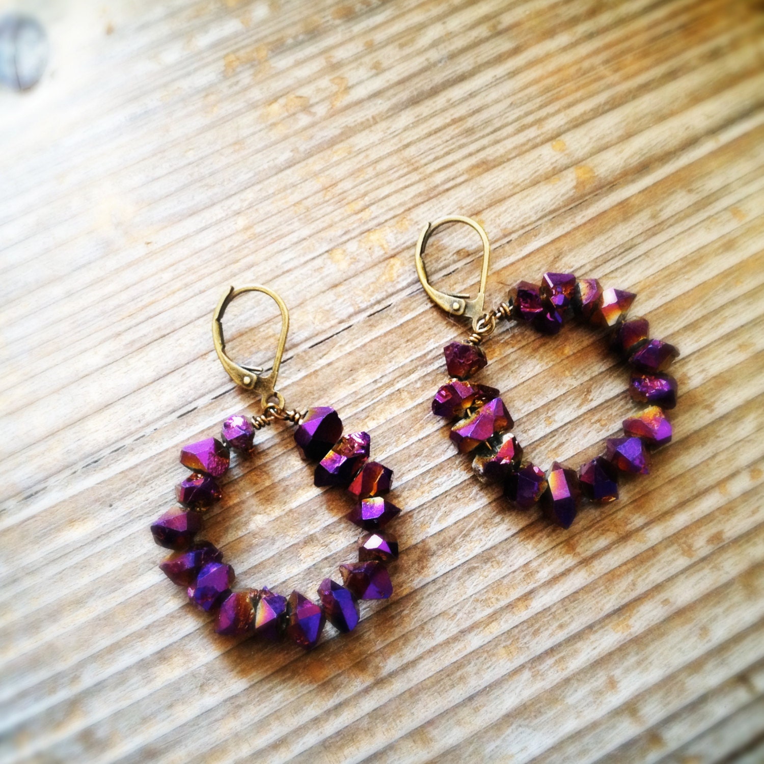 Crystalized Pyrite Nugget Hoop Earrings