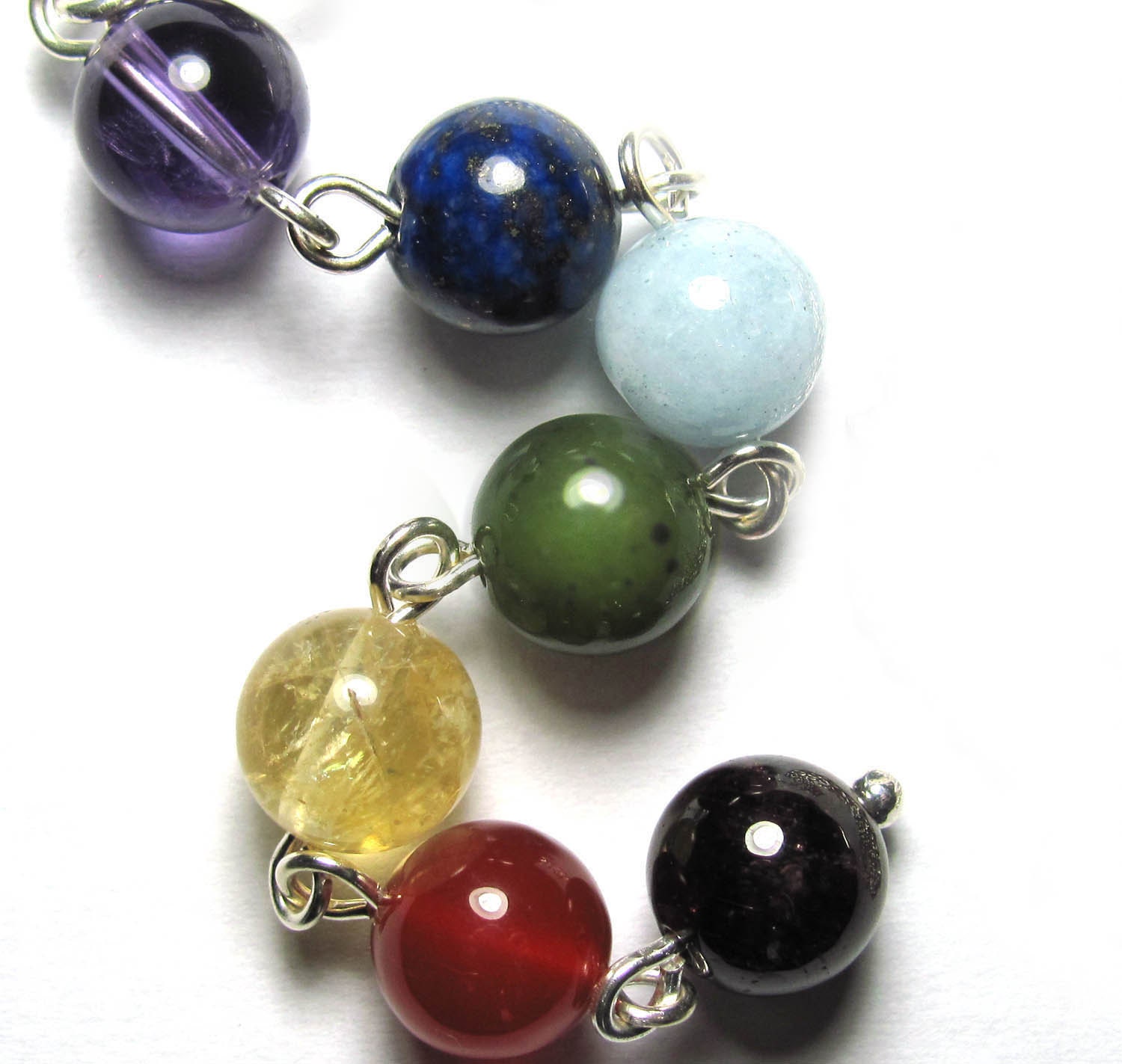 Chakra Pendant, Yoga Jewelry, Meditation Beads, in Gemstones & Sterling Silver