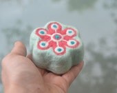 Felted Soap Coral Flower on Mint Felt Soap ( Lavender )