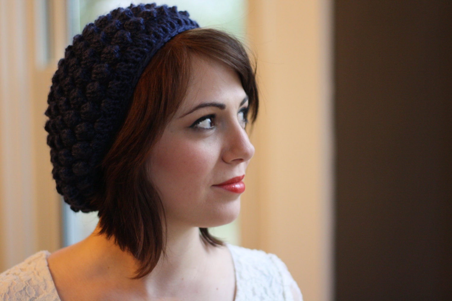 Navy Blue Crocheted Hat