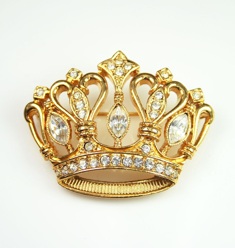 Vintage Kenneth Jay Lane for Avon Diamante Rhinestone Crown Brooch