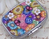 Polymer Clay Covered, 2 Compartment Pill Box