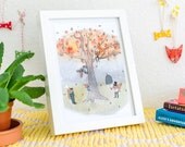 Squirrel Forest Party Giclee A5 Print