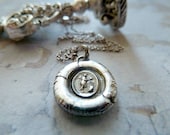 Cupid. James Tassie Intaglio Gem Wax Seal Necklace. Recycled Fine Silver Victorian Pendant. Sterling Silver Chain. Petite Mini