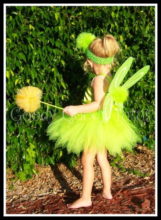 PIXIE DUST Tinkerbell Tutu and Corset Top Set with Wings, Headband and Wand