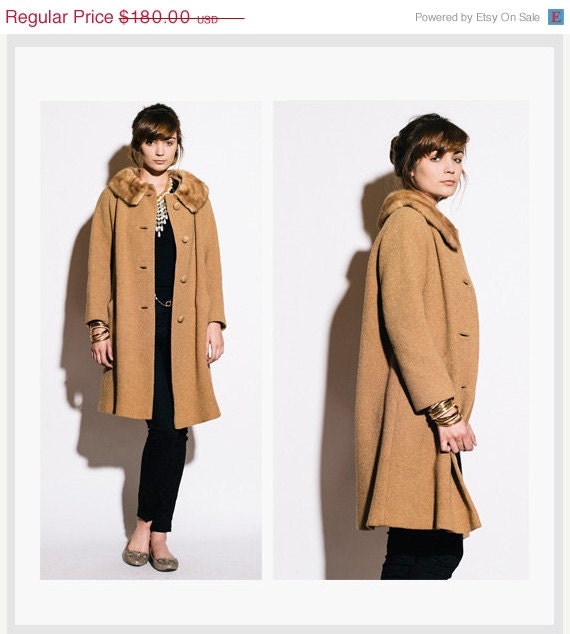 SALE Vintage 1960s Ardmore Nude Mink Collar Coat