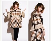 SALE VALENTINO Vintage 1970s Tweed Fringe Trapeze Coat