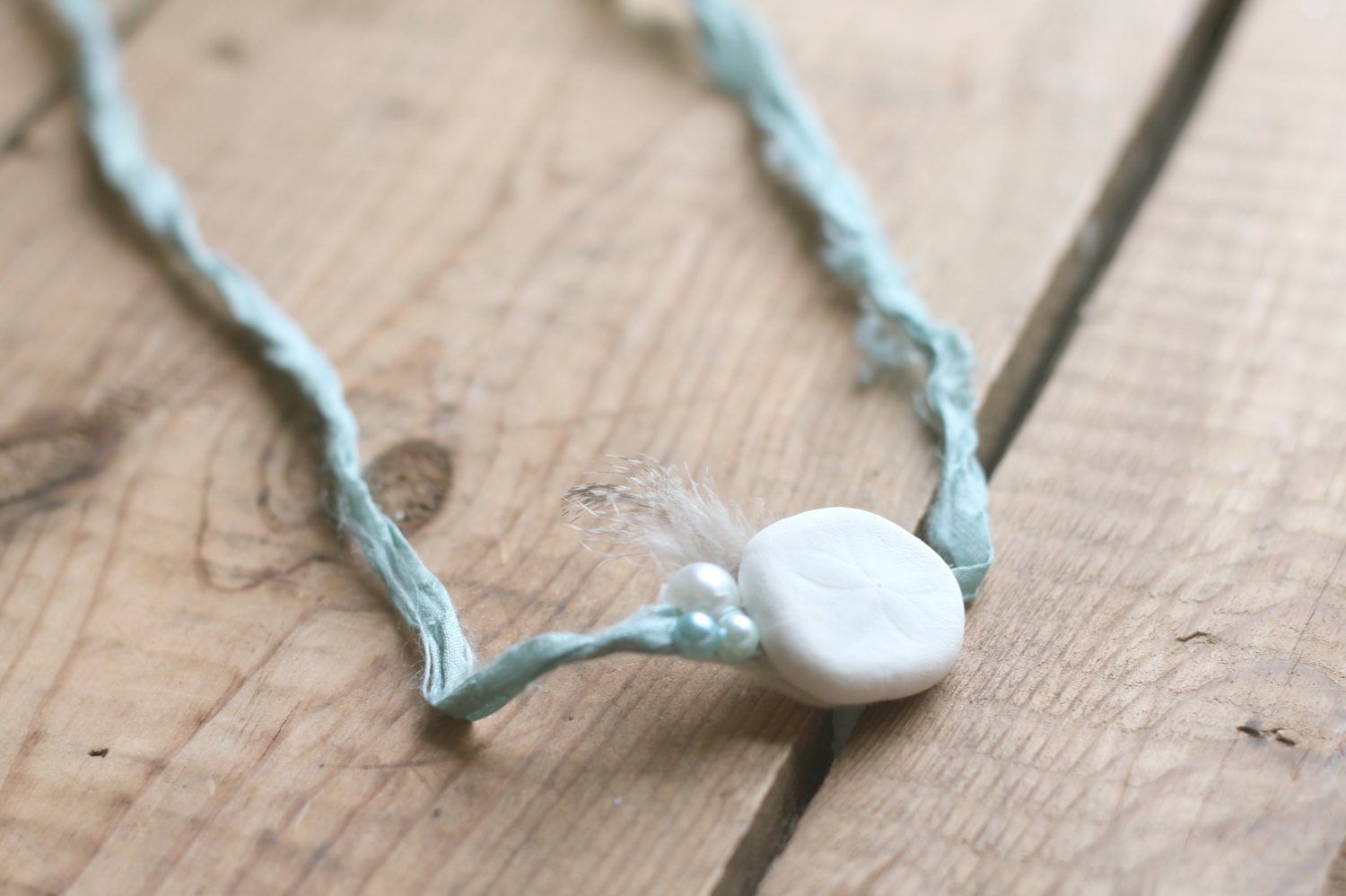 mint green seashell silk tieback