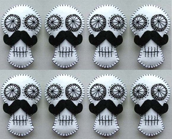 4x Mustache Boutonnieres Day of the Dead Wedding