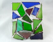 blue green and purple stained glass suncatcher home decor