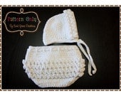 Ruffled Bonnet Hat and Diaper Cover Pattern SET - LILY - 221, 709