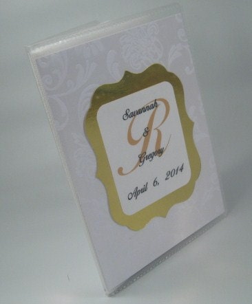 wedding photo album brag book personalized GOLD or SILVER custom bride groom name date monogram parents flip picture book 36 pictures