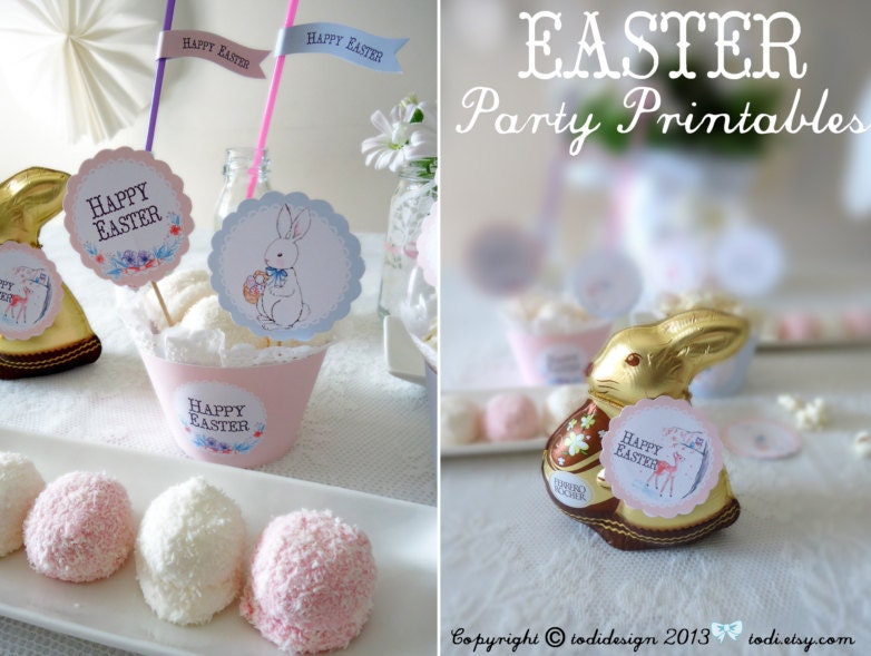 Easter Party Printables - Cupcake Toppers and Wrappers Il_570xn