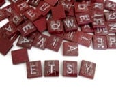 Braille Scrabble Tiles set of 25 Maroon tiles