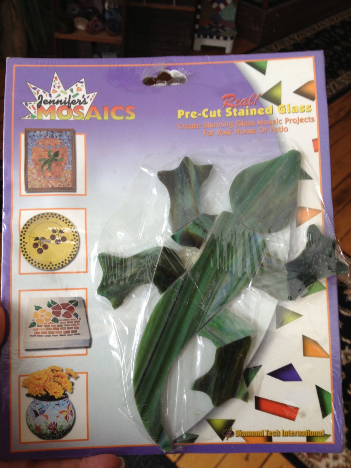 Mosaic Tile Kit Green Gecko Pre-Cut Stained Glass