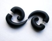 Black Spiral Fake Gauge Earring -Cheater -Alternative -Jewelry
