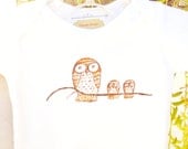 Children Owl Two Babies T-Shirt or Onesie Hand Painted