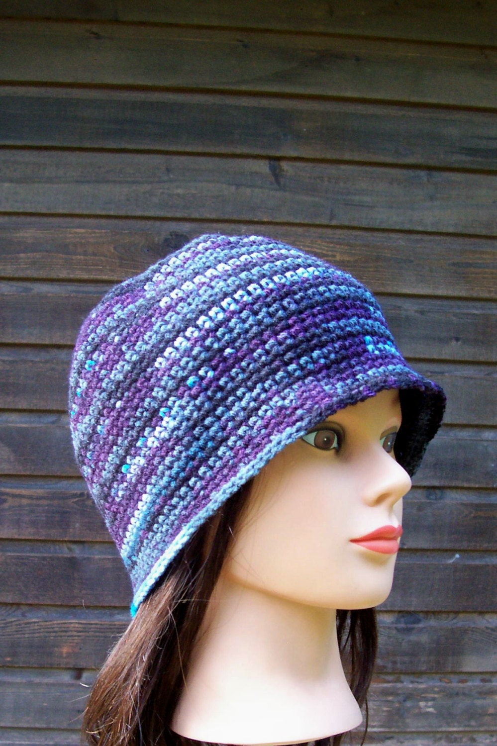 ladies hat womens cap crochet hat girls hat beanie crocheted hats for women black grey plum blue 'Shadow' 6511