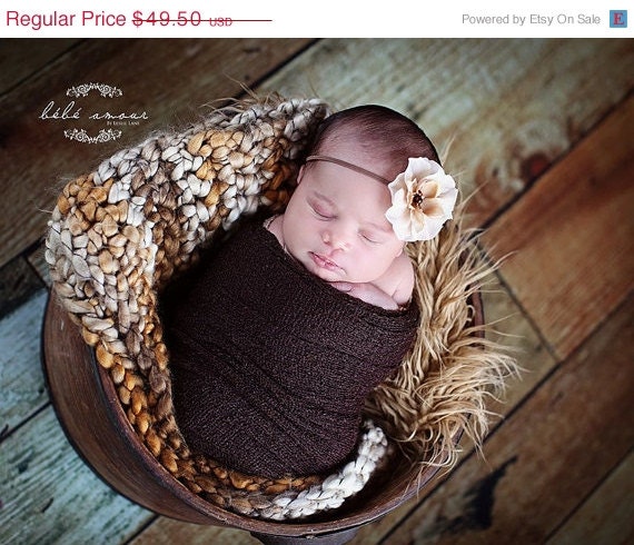 ON SALE Newborn Baby Blanket Photography  Prop Super Chunky Photo Prop Basket Filler Stuffer Bucket Bowl