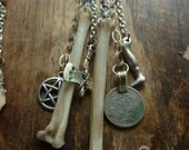 Badb - goddess, bone earrings with axe charm