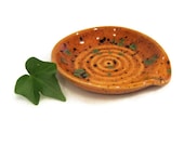 Ceramic Spoon Rest in Earth Tones of Amber Brown and Green