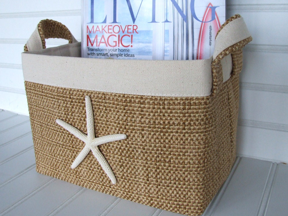 Coastal Living Décor Fabric Storage Basket with Starfish for your Beach house