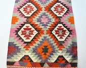 Sukan / VINTAGE Turkish Kilim Rug Carpet - handwoven kilim rug - antique kilim rug - decorative kilim - natural wool