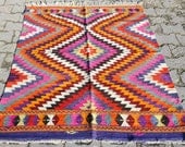 Sukan / Vintage Organic Shine Society Modern Bohemian Throw Kilim Rug - handwoven kilim rug - decorative kilim - small kilim rug