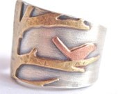Tree Ring Out On A Limb Silver Brass Copper Bird Adjustable Size 9