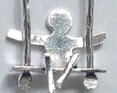 Shiny Silver People on Swing Earrings