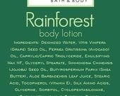 Rainforest Body Lotion Shea Butter Cream - Shea Butter, Avocado Oil, Jojoba Oil 8oz - CLEARANCE SALE