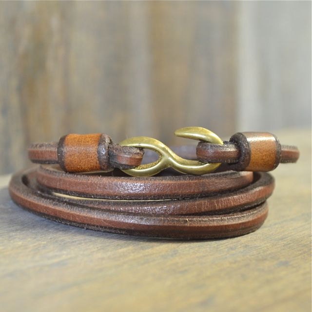Brown Leather Hook Bracelet