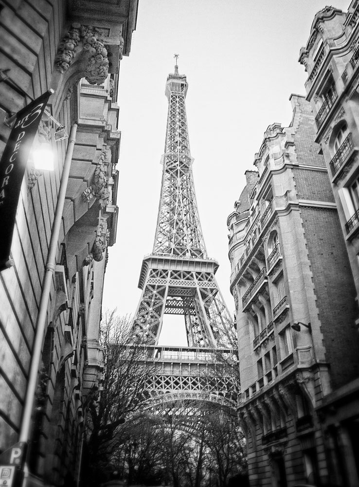 Eiffel Tower Neighborhood - Photo Print - 8"x10" - Black and White