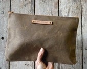 Large Waxed Canvas Pouch: Truffle