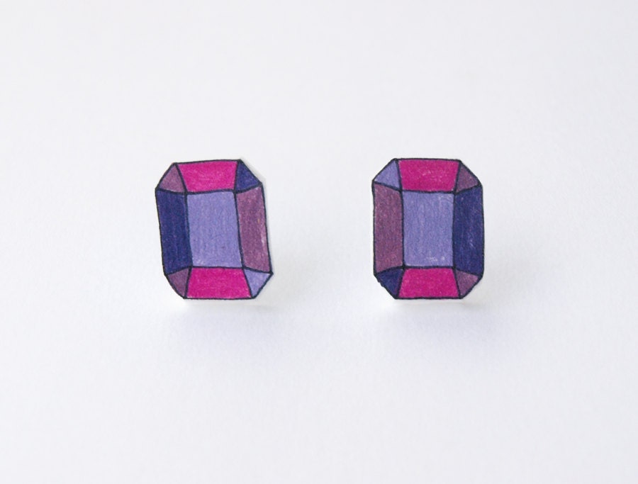 Purple Gem Earrings - Made to Order