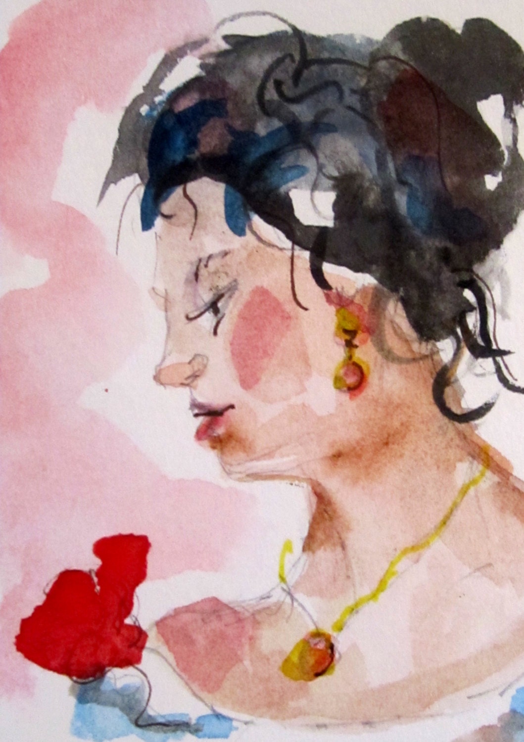 Prom Date figurative aceo watercolor