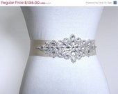 ON SALE Crystal Bridal Sash, Rhinestone Bridal Sash, Wedding Belt, Bridal Sash, Wedding Sash with Luxurious Satin Ribbon - White or Ivory