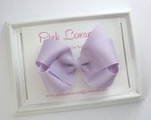 Lavender Bow, Large 4 inch Boutique Style Hair Bow Clip for Girls