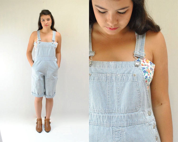 Denim Overalls  //  Overall Shorts  //  GINGHAM  CHECK
