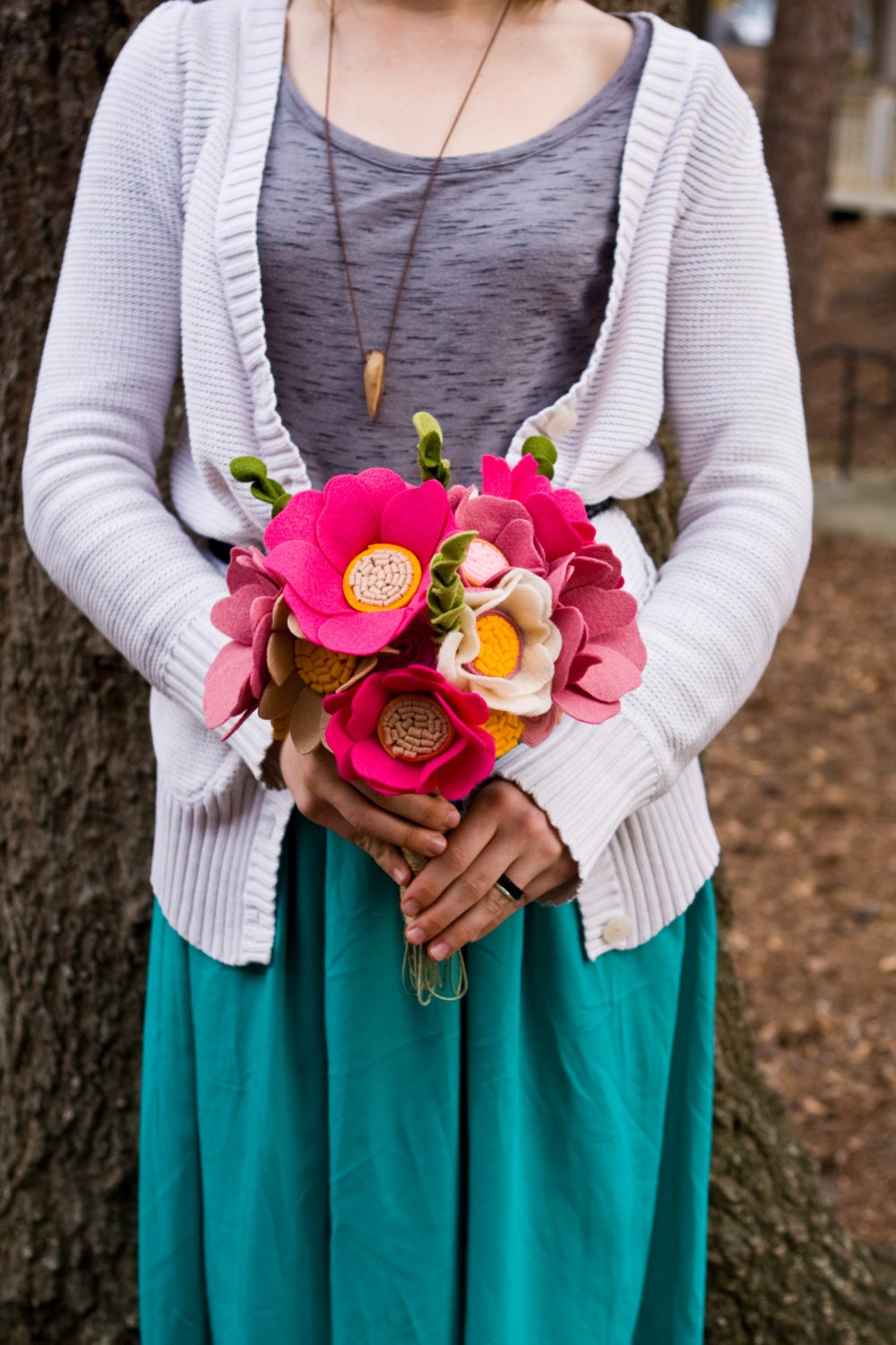 Custom - Wedding Wildflower Bouquet - Alternative Wedding Bouquet - Hot Pink Bouquet - Felt Bouquet -