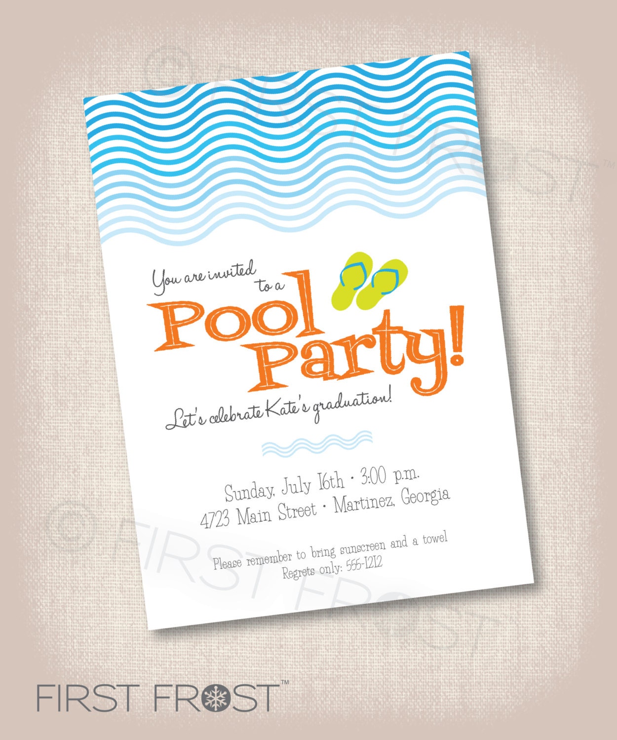 Pool Party Printable Invitation - Birthday, Graduation, Party, Celebration Il_170x135