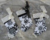 3 Mini Christmas Stockings  Black and White Gift Card Holders