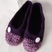 Crochet Slippers Womens Two Tone Flats Deep Purple and Plum Mix