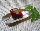 ARTBEADS / Blood Red / Jewelry Making Supplie / SQUARE Meditation Bead /  Focal Bead / Cherry Red