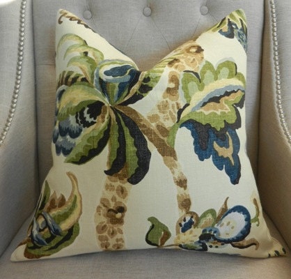 Decorative Designer Pillow Cover - 20"X20" - Kelmscott Maner Print in indigo - Pattern on the front