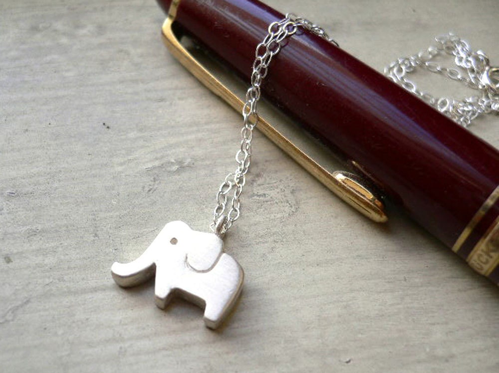 Silver Elephant Pendant - Simple Animal Necklace
