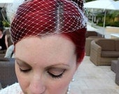French Net Bandeau Bridal  Veil - MANY COLORS, custom colors - ship ready